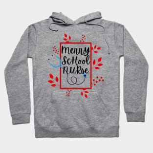 Merry School Nurse with red Floral and Berries Hoodie